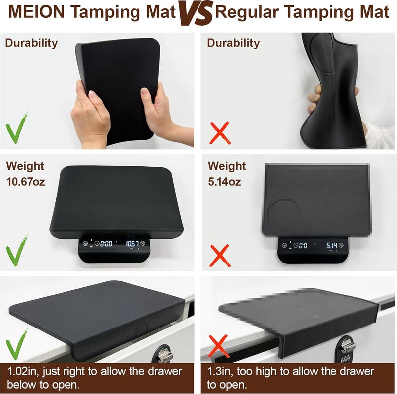 MEION Espresso Tamping mat, Coffee Espresso Tamper Mat, Food Grade Silicone Tamp Mat, Tamper Mat for Espresso Machine Espresso Accessories, Waterproof and Heat Resistant Espresso Mat - Image 4